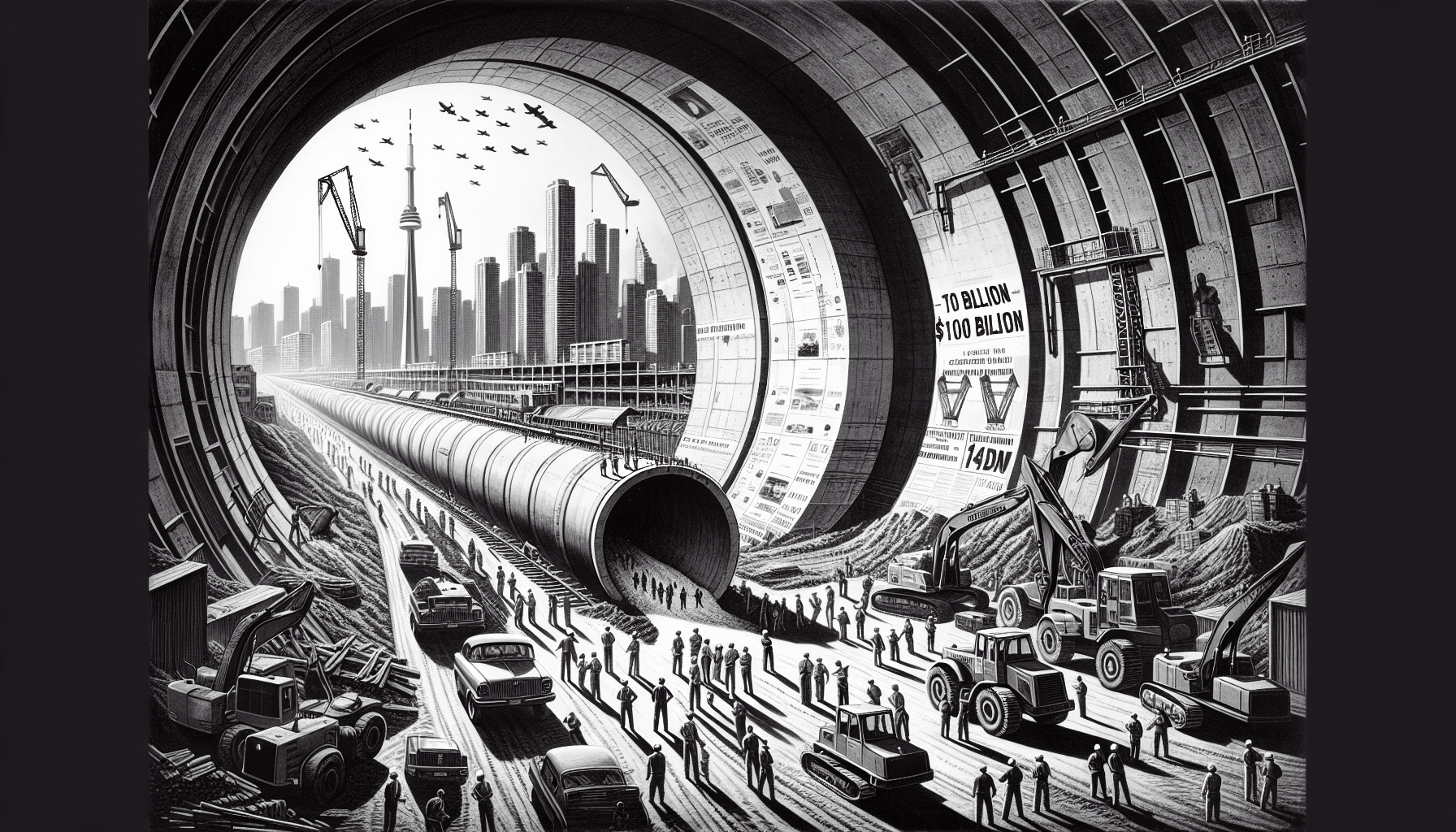 Highway 401 tunnel construction costs visual showing budget breakdown and project timeline for infrastructure development.