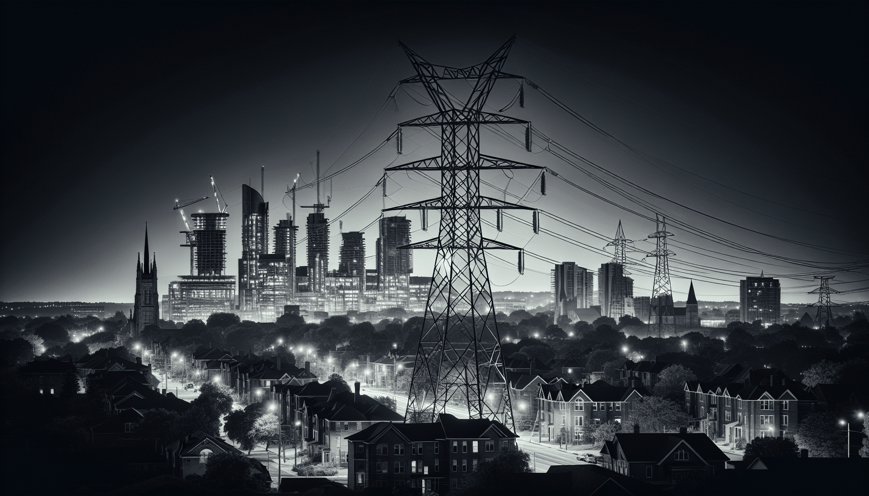 London cityscape at night, featuring illuminated buildings against a dark skyline, showcasing the vibrancy of urban life.