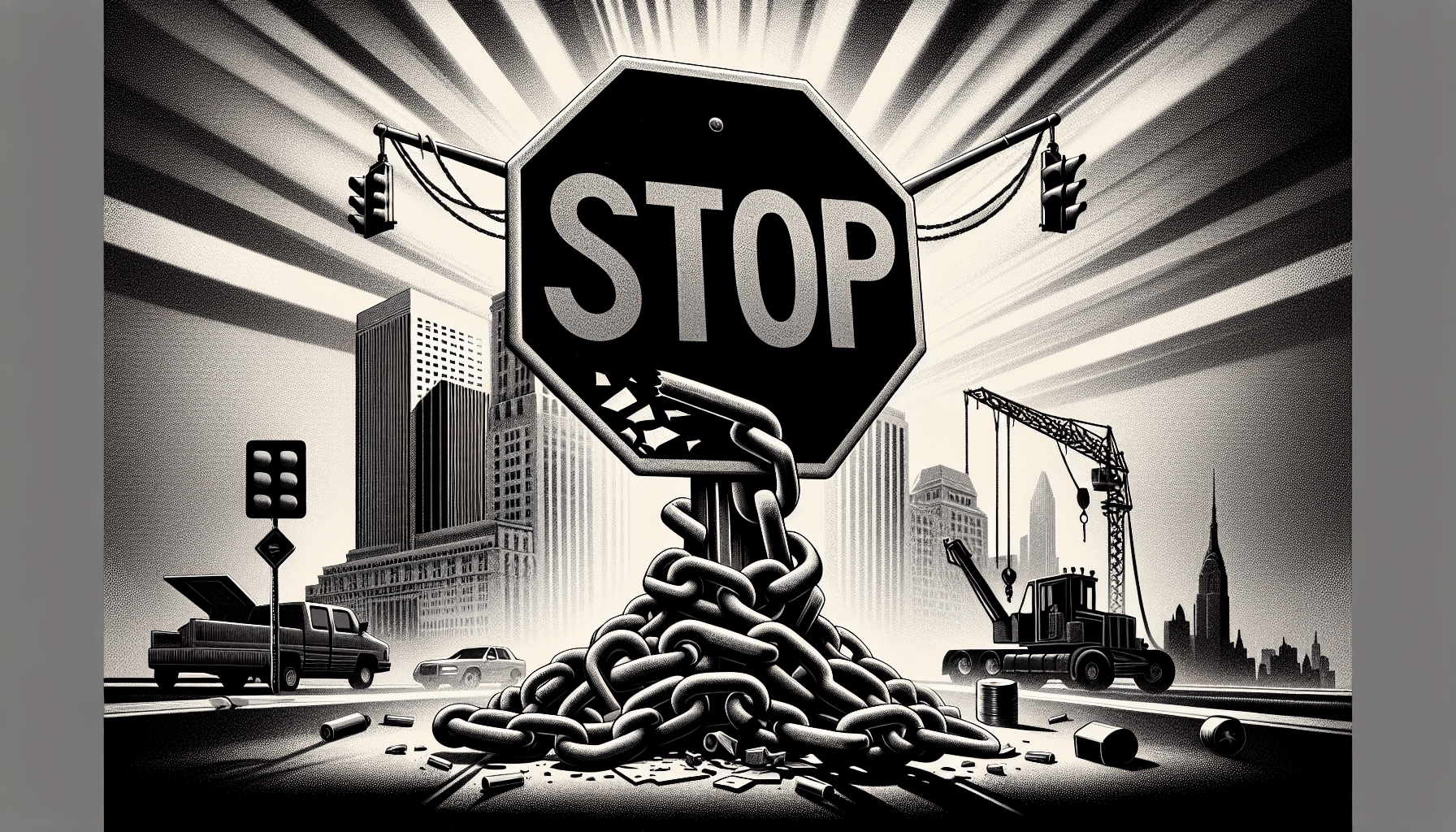 Image illustrating the concept of ending growth to start sustainable practices with graphs and visual indicators of change.