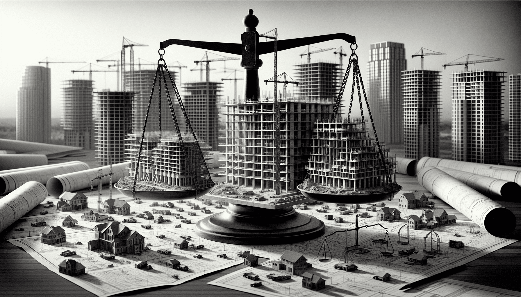 Ontario construction balance illustration showcasing key metrics for project management and resource allocation in construction.