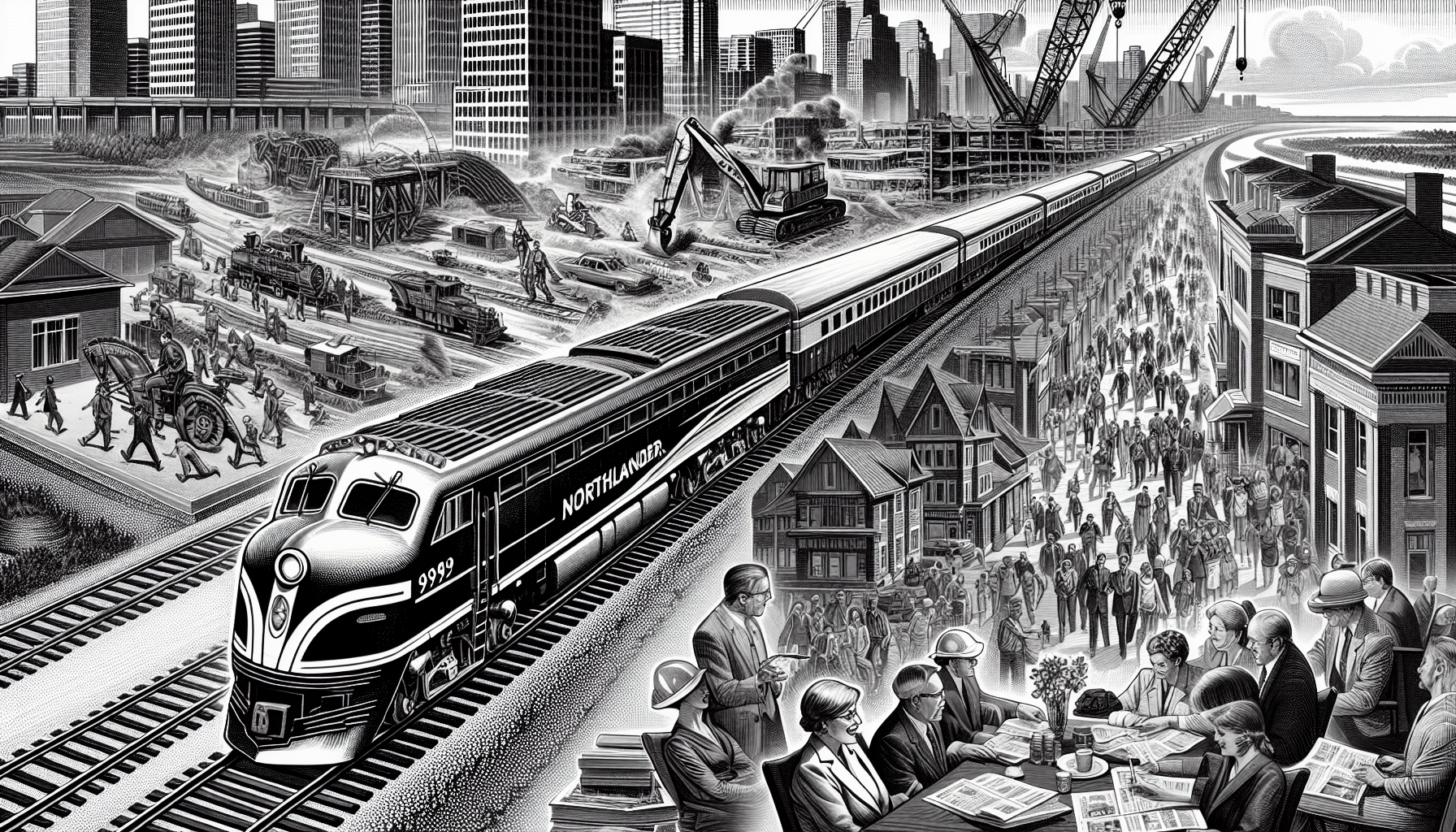 Northern Ontario economic revival scene showcasing local businesses, natural resources, and community growth initiatives.