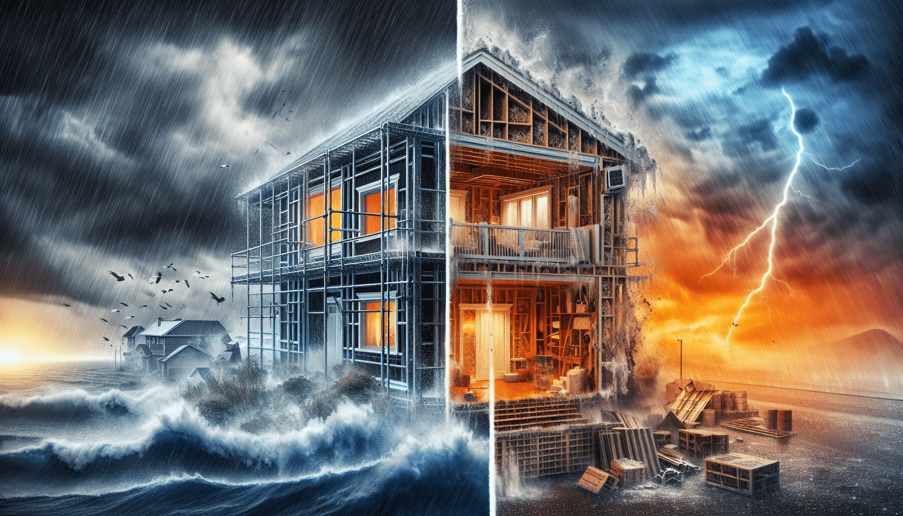 Climate-Proof Home showcasing resilient design features for protecting against climate change impacts and enhancing energy efficiency.