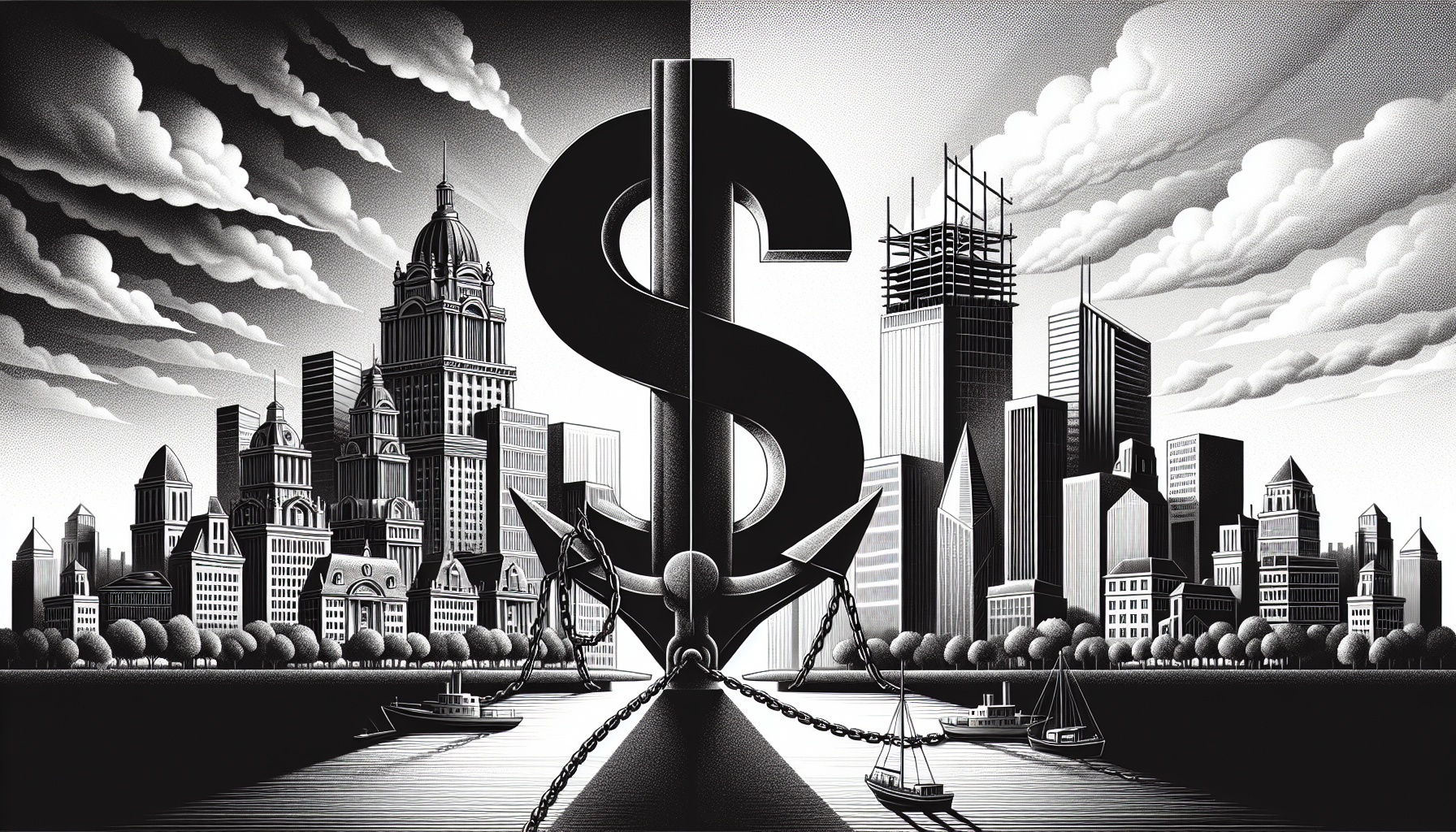 Langley skyline with dollar sign symbolizing financial transformation.