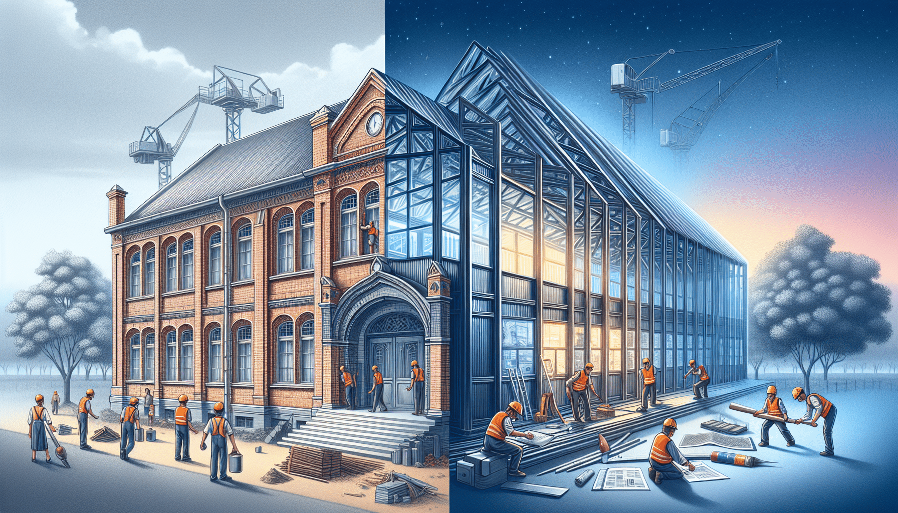 Comparison of modern steel and traditional brick school construction