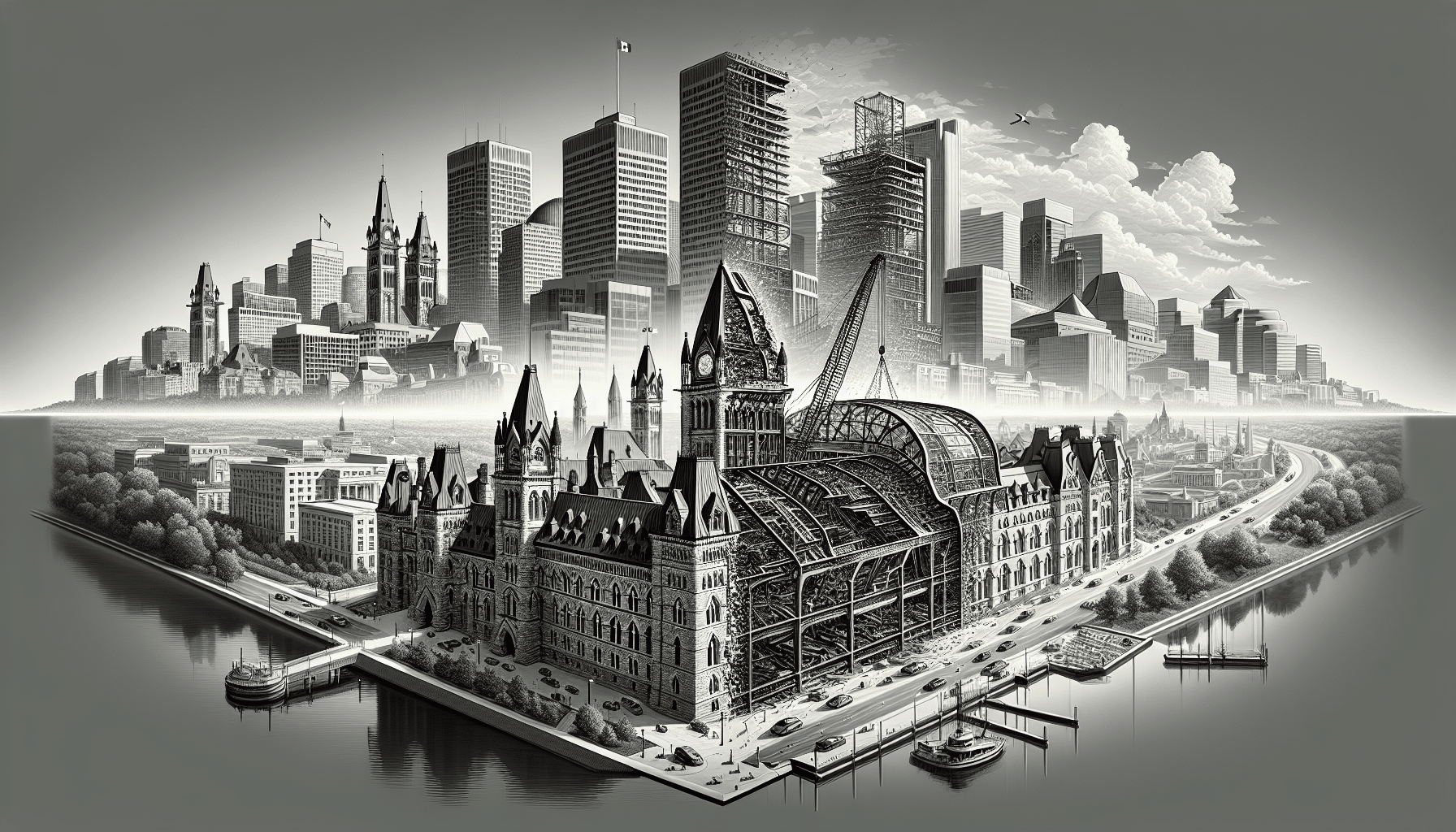 Ottawa skyline showcasing historical and modern buildings.