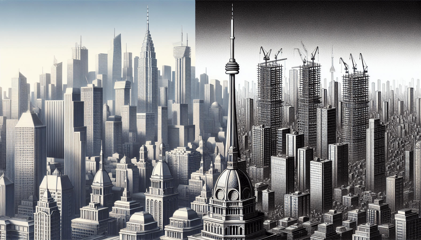 Toronto skyline showcasing steel construction and urban transformation.